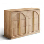 Commode de chambre à 6 tiroirs, 120 cm de large, en bois avec poignées en métal, organiseur de rangement moderne pour chambre à coucher, salon, couloir