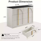 Commode de chambre à 6 tiroirs, 120 cm de large, en bois avec poignées en métal, organiseur de rangement moderne pour chambre à coucher, salon, couloir