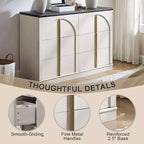 Commode de chambre à 6 tiroirs, 120 cm de large, en bois avec poignées en métal, organiseur de rangement moderne pour chambre à coucher, salon, couloir