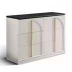 Commode de chambre à 6 tiroirs, 120 cm de large, en bois avec poignées en métal, organiseur de rangement moderne pour chambre à coucher, salon, couloir