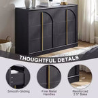 Commode de chambre à 6 tiroirs, 120 cm de large, en bois avec poignées en métal, organiseur de rangement moderne pour chambre à coucher, salon, couloir