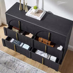 Commode de chambre à 6 tiroirs, 120 cm de large, en bois avec poignées en métal, organiseur de rangement moderne pour chambre à coucher, salon, couloir