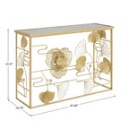 Console et miroir Hunters Gold Finish Peony and Ginkgo - Or/Miroir - iNSPIRE Q