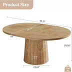 Table à manger ovale Lantine pour 6 personnes, table de cuisine de ferme de 140 cm avec piédestal cylindrique (marron clair)