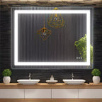 Miroir de salle de bain à double rétroéclairage LED Miroir mural de vanité moderne avec anti-buée, verre incassable, fonction de mémoire, montage horizontal ou vertical