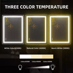 Miroir de salle de bain à double rétroéclairage LED Miroir mural de vanité moderne avec anti-buée, verre incassable, fonction de mémoire, montage horizontal ou vertical