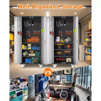 Armoire de rangement en métal de 72 H avec roulettes, armoire de rangement de garage avec étagères réglables et 2 portes pour garage, bureau à domicile, buanderie