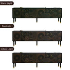JVNOXK 66.9Meuble TV de style médiéval avec portes de placard sculptées Meuble TV moderne pour salon pour téléviseurs de moins de 80 pouces