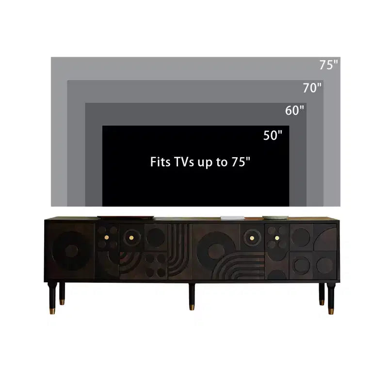 JVNOXK 66.9Meuble TV de style médiéval avec portes de placard sculptées Meuble TV moderne pour salon pour téléviseurs de moins de 80 pouces