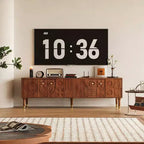 JVNOXK 66.9Meuble TV de style médiéval avec portes de placard sculptées Meuble TV moderne pour salon pour téléviseurs de moins de 80 pouces