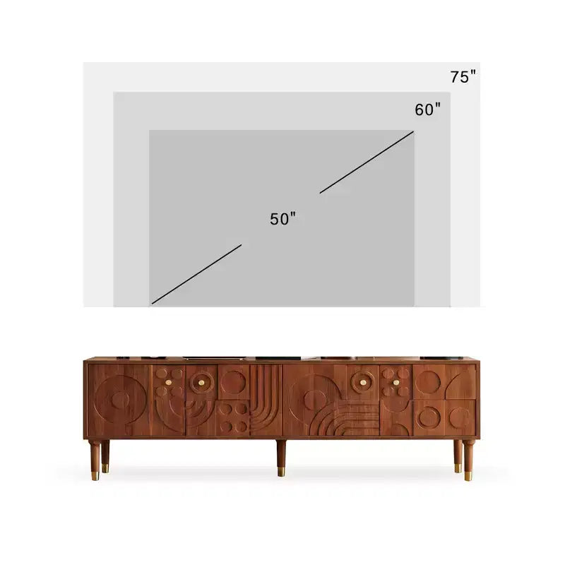 JVNOXK 66.9Meuble TV de style médiéval avec portes de placard sculptées Meuble TV moderne pour salon pour téléviseurs de moins de 80 pouces