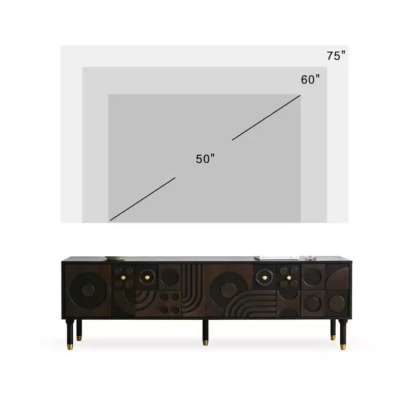 JVNOXK 66.9Meuble TV de style médiéval avec portes de placard sculptées Meuble TV moderne pour salon pour téléviseurs de moins de 80 pouces