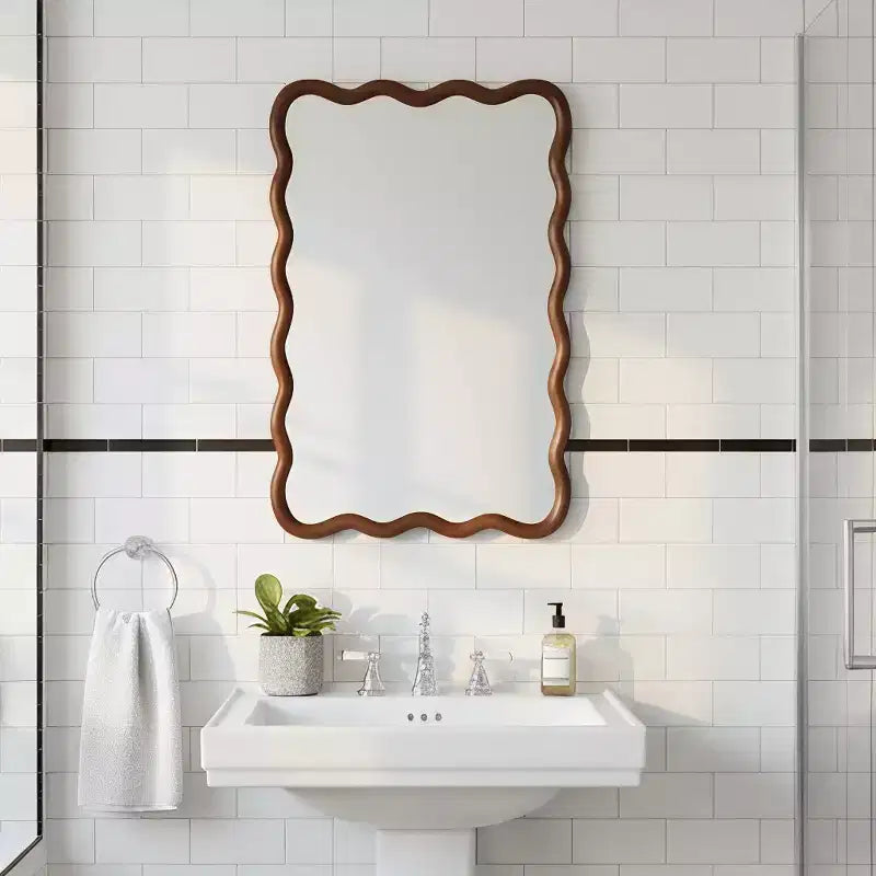 Miroir Mural Décoratif Rectangulaire 20 x 30 avec Cadre en Bois Massif, Miroir de Courtoisie pour Salle de Bain ou Entrée-Panipeachy