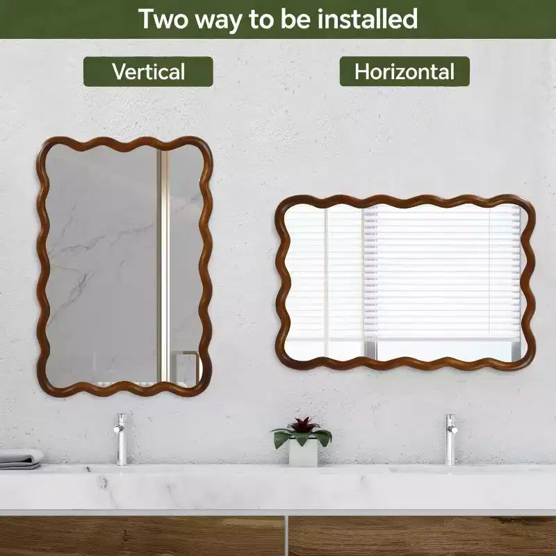 Miroir Mural Décoratif Rectangulaire 20 x 30 avec Cadre en Bois Massif, Miroir de Courtoisie pour Salle de Bain ou Entrée-Panipeachy