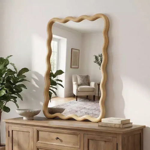 Miroir Mural Décoratif Rectangulaire 20 x 30 avec Cadre en Bois Massif, Miroir de Courtoisie pour Salle de Bain ou Entrée-Panipeachy