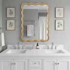 Miroir Mural Décoratif Rectangulaire 20 x 30 avec Cadre en Bois Massif, Miroir de Courtoisie pour Salle de Bain ou Entrée-Panipeachy