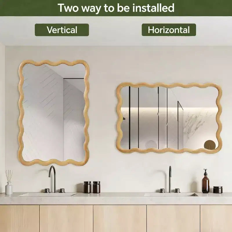 Miroir Mural Décoratif Rectangulaire 20 x 30 avec Cadre en Bois Massif, Miroir de Courtoisie pour Salle de Bain ou Entrée-Panipeachy