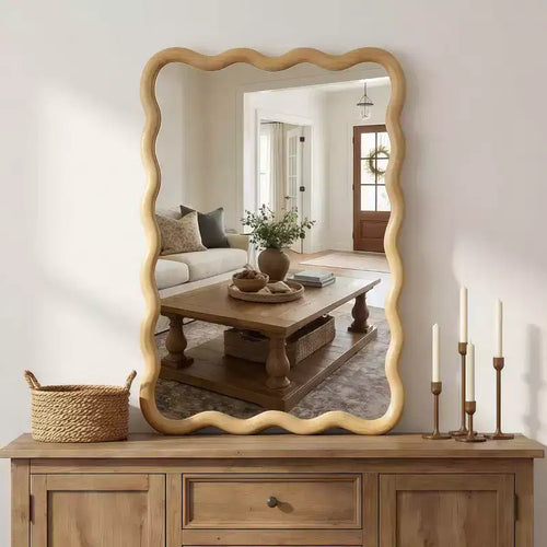 20 x 30 Rectangular Decorative Wall Mirror with Solid Wood Frame, Accent Vanity Mirror for Bathroom or Entryway-Panipeachy