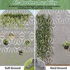 Panneaux de clôture autoportants Dovelina 72H x 47W en métal arqué pour extérieur, gris clair/marron, pour jardin, patio, terrasse, cour