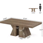 Table basse Lantine Wood, table basse rectangulaire de 47 pouces avec base en bois épais, table basse style ferme pour salon (marron)