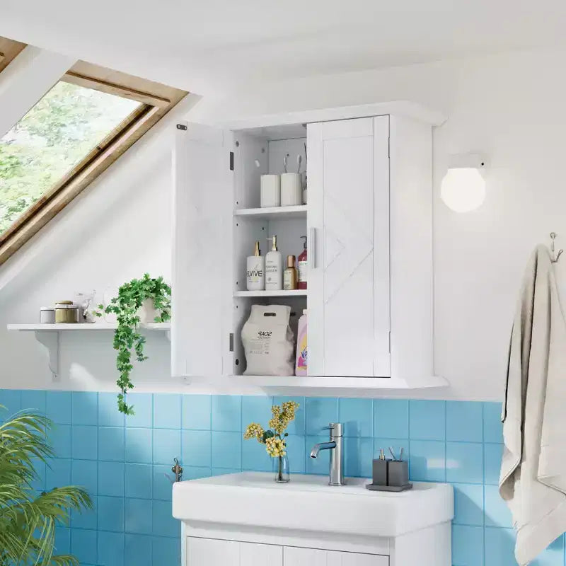 VECELO Meuble de Rangement Mural de Salle de Bain Moderne avec Étagères Réglables, Meuble Autonome pour Salle de Bain, Entrée et Petits Espaces, Blanc