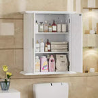 VECELO Meuble de Rangement Mural de Salle de Bain Moderne avec Étagères Réglables, Meuble Autonome pour Salle de Bain, Entrée et Petits Espaces, Blanc