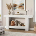 63 Farmhouse Console Table with 2-Tier Storage, Long Entryway & Sofa Table for Living Room and Hallway