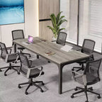 Table de conférence Lantine 198 cm, Grande table de réunion de bureau 199,9 L x 70 D, Bureau de séminaire moderne pour salle de conférence (1, Gris + Noir)