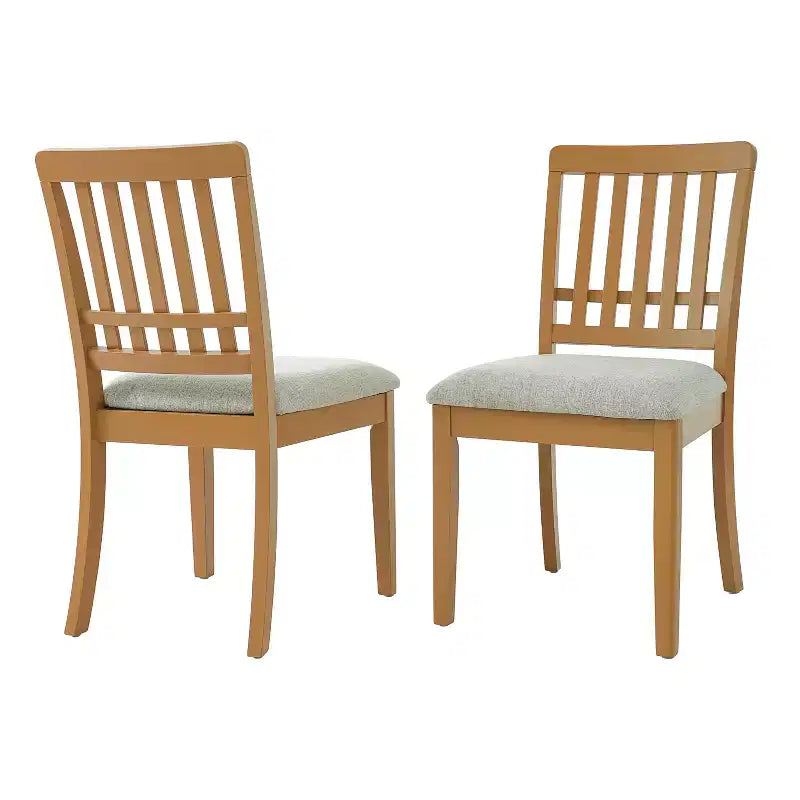 Chaises de salle à manger GDFStudio Yates (lot de 2) avec dossier en bois courbé et assise en tissu gris