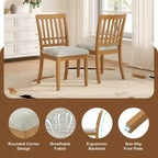 Chaises de salle à manger GDFStudio Yates (lot de 2) avec dossier en bois courbé et assise en tissu gris