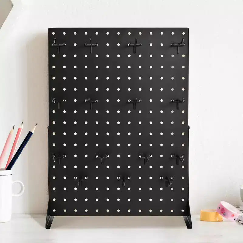 Présentoir VEVOR à panneaux perforés, présentoir de table à panneaux perforés 43,2 x 33 cm avec 30 crochets, panneau perforé en acier laminé à froid épaissi, noir (2 pièces)