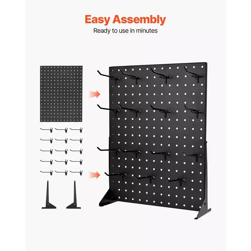 Présentoir VEVOR à panneaux perforés, présentoir de table à panneaux perforés 43,2 x 33 cm avec 30 crochets, panneau perforé en acier laminé à froid épaissi, noir (2 pièces)