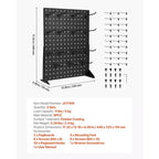 Présentoir VEVOR à panneaux perforés, présentoir de table à panneaux perforés 43,2 x 33 cm avec 30 crochets, panneau perforé en acier laminé à froid épaissi, noir (2 pièces)