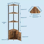 Étagère d'angle haute à 5 niveaux - Vitrine d'angle de 147 cm avec étagères en bois massif - Organisateur d'étagère autoportant robuste pour salon, chambre, cuisine