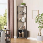 Étagère d'angle haute à 5 niveaux - Vitrine d'angle de 147 cm avec étagères en bois massif - Organisateur d'étagère autoportant robuste pour salon, chambre, cuisine