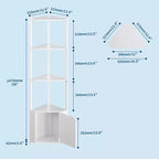 Étagère d'angle haute à 5 niveaux - Vitrine d'angle de 147 cm avec étagères en bois massif - Organisateur d'étagère autoportant robuste pour salon, chambre, cuisine