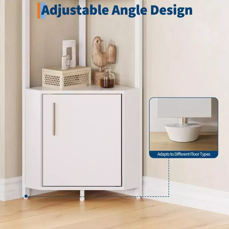 Étagère d'angle haute à 5 niveaux - Vitrine d'angle de 147 cm avec étagères en bois massif - Organisateur d'étagère autoportant robuste pour salon, chambre, cuisine