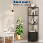 Étagère d'angle haute à 5 niveaux - Vitrine d'angle de 147 cm avec étagères en bois massif - Organisateur d'étagère autoportant robuste pour salon, chambre, cuisine