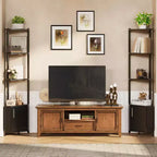 Étagère d'angle haute à 5 niveaux - Vitrine d'angle de 147 cm avec étagères en bois massif - Organisateur d'étagère autoportant robuste pour salon, chambre, cuisine