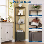 Étagère d'angle haute à 5 niveaux - Vitrine d'angle de 147 cm avec étagères en bois massif - Organisateur d'étagère autoportant robuste pour salon, chambre, cuisine