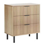 Commode, chiffonnier lot de 2 – Organiseur à 3 tiroirs en bois cannelé de 75,9 cm avec pieds en métal et dispositif anti-basculement