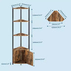 Étagère d'angle, Luminosité réglable, Cadre métallique moderne et étagère en bois, Organisateur peu encombrant pour salon, chambre, cuisine