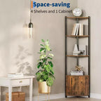 Étagère d'angle, Luminosité réglable, Cadre métallique moderne et étagère en bois, Organisateur peu encombrant pour salon, chambre, cuisine