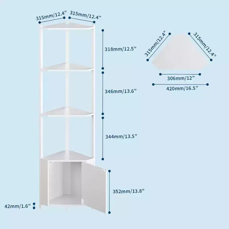 Étagère d'angle, Luminosité réglable, Cadre métallique moderne et étagère en bois, Organisateur peu encombrant pour salon, chambre, cuisine