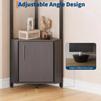 Étagère d'angle, Luminosité réglable, Cadre métallique moderne et étagère en bois, Organisateur peu encombrant pour salon, chambre, cuisine