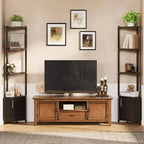 Étagère d'angle, Luminosité réglable, Cadre métallique moderne et étagère en bois, Organisateur peu encombrant pour salon, chambre, cuisine