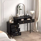 Coiffeuse de Maquillage Coolmee avec Miroir et Lumières, Coiffeuse Blanche Moderne avec 2 Tiroirs et Armoire 3 Tiroirs Réglable, Table de Maquillage en Bois