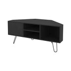 Meuble TV moderne JVNOXK 65 pouces avec portes et espace de rangement ouvert, surface résistante aux rayures, équipé d'élégants pieds épingle, marron