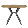 Hendrick Wood Finish and Iron Gray Metal Base 4-Person Round Dining Table - Light Pine/Grey - iNSPIRE Q