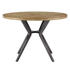 Hendrick Wood Finish and Iron Gray Metal Base 4-Person Round Dining Table - Light Pine/Grey - iNSPIRE Q